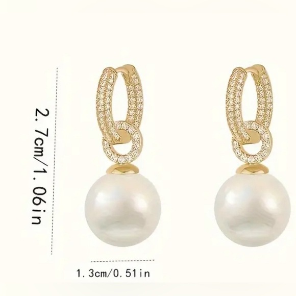 Fashion Faux Pearl Decor Hoop Earrings ✨✨💕💕 - Picture 3 of 6